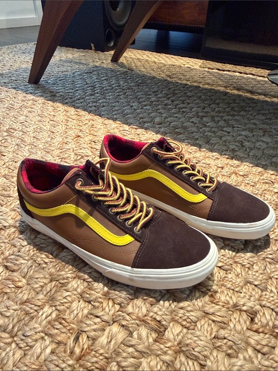 Vans Other - Vans Old Skool Brown Yellow Plaid Lined Sneakers